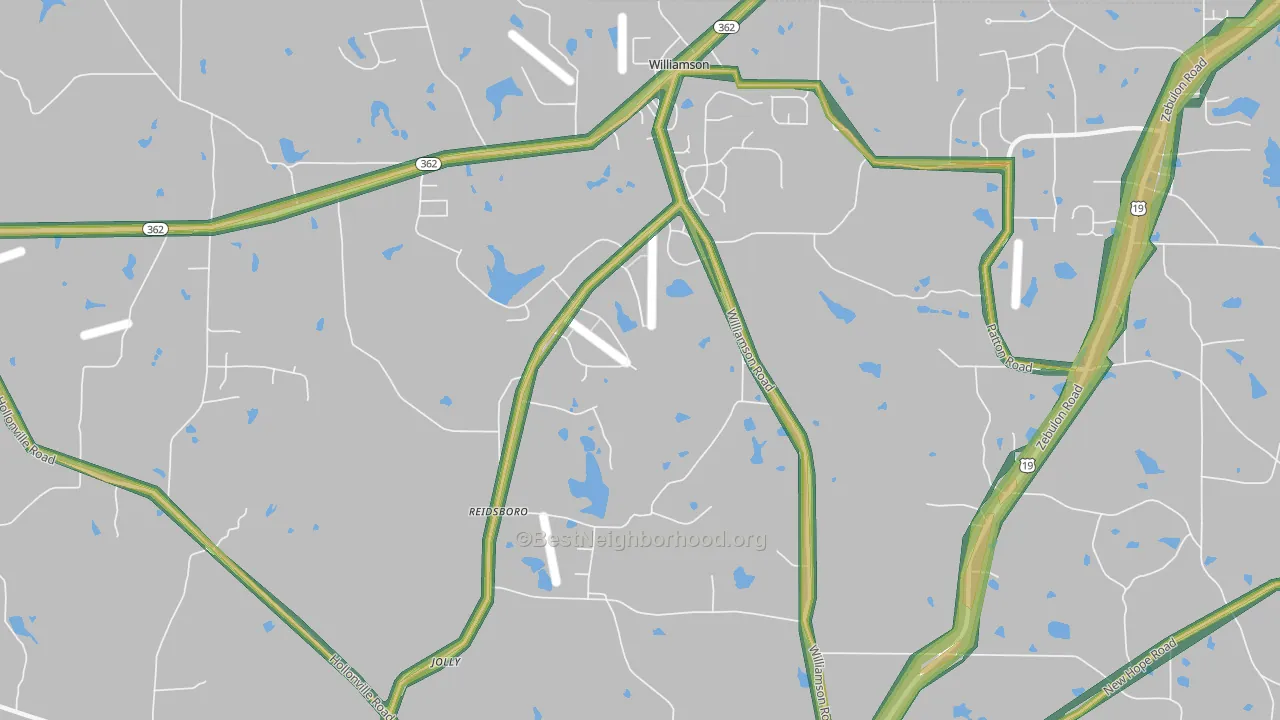 Reidsboro, GA Map of Noise Levels in Reidsboro