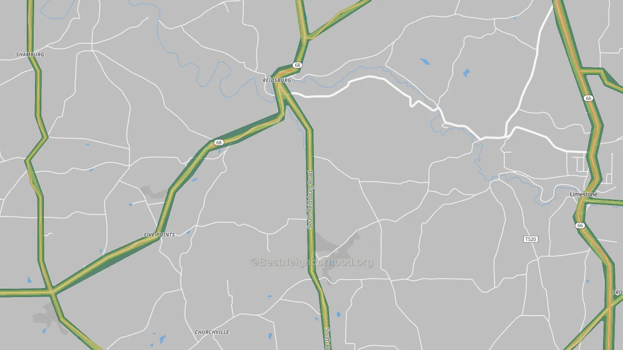 Reidsburg, PA Map of Noise Levels in Reidsburg