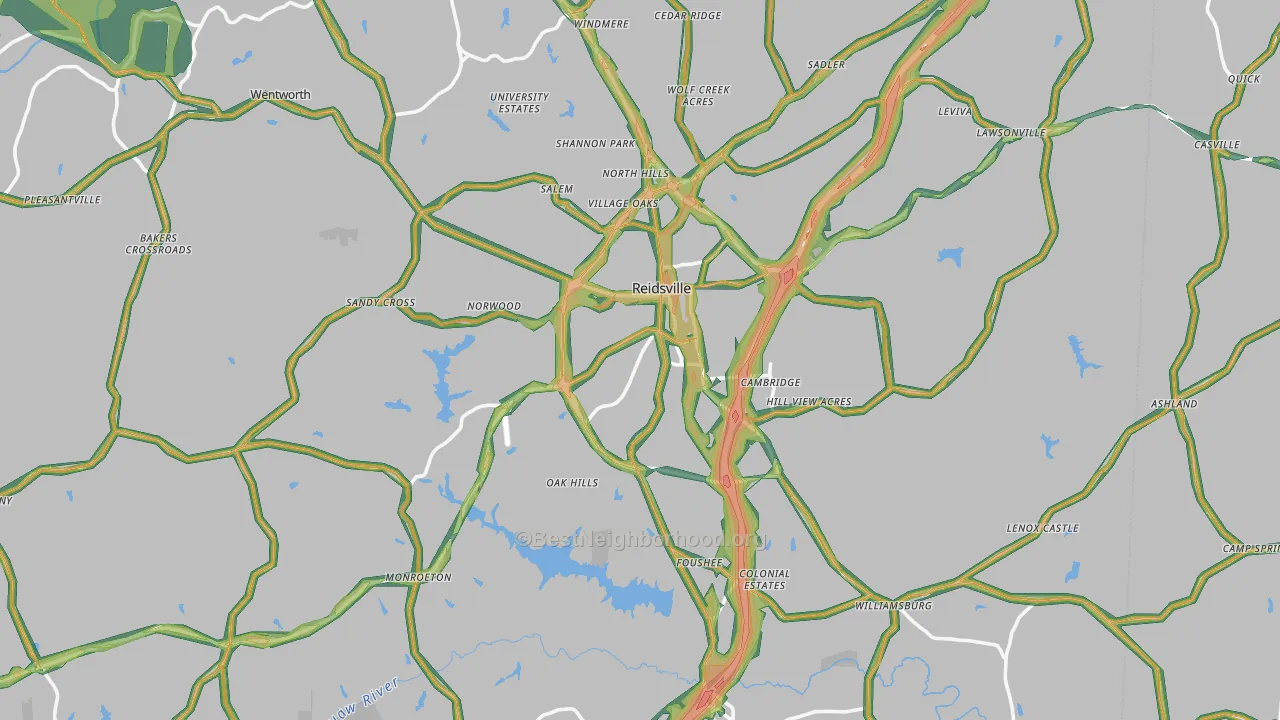 Reidsville, NC Map of Noise Levels in Reidsville