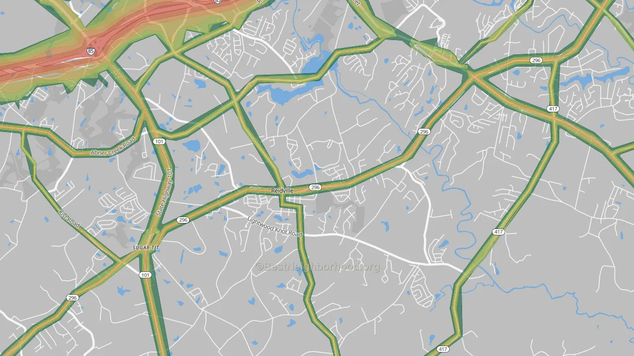 Reidville, SC Map of Noise Levels in Reidville