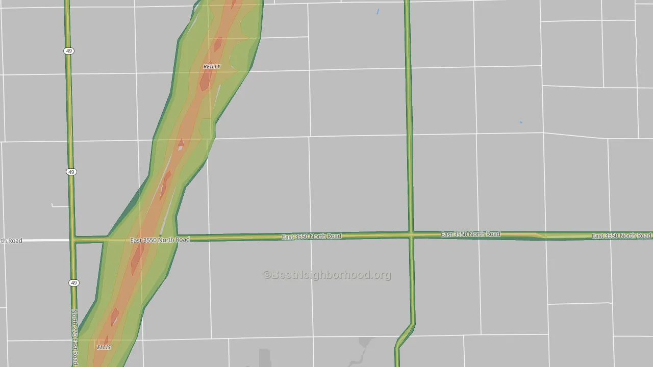 Reilly, IL Map of Noise Levels in Reilly