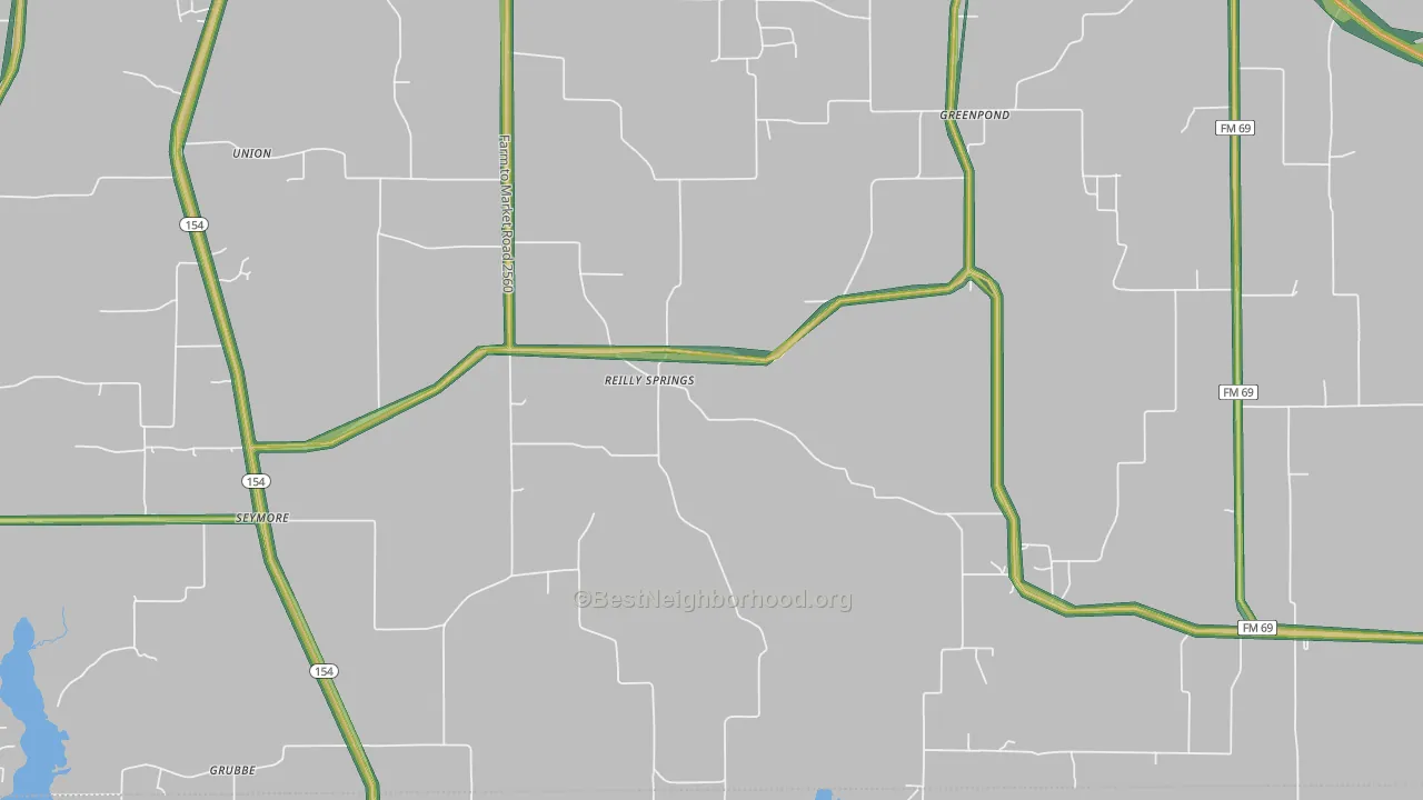 Reilly Springs, TX Map of Noise Levels in Reilly Springs