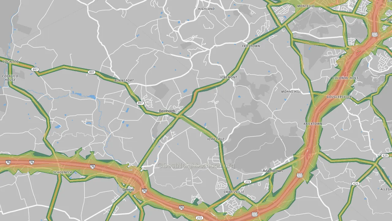 Reinholds, PA Map of Noise Levels in Reinholds
