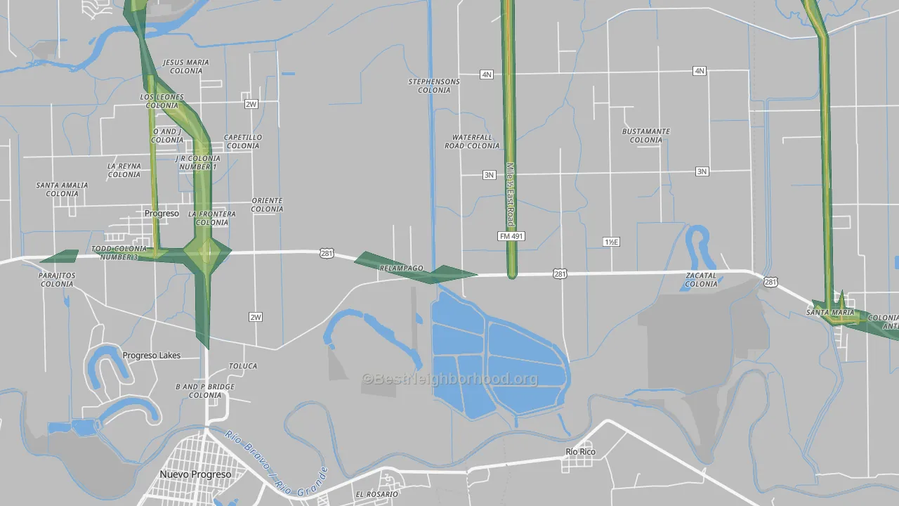 Relampago, TX Map of Noise Levels in Relampago