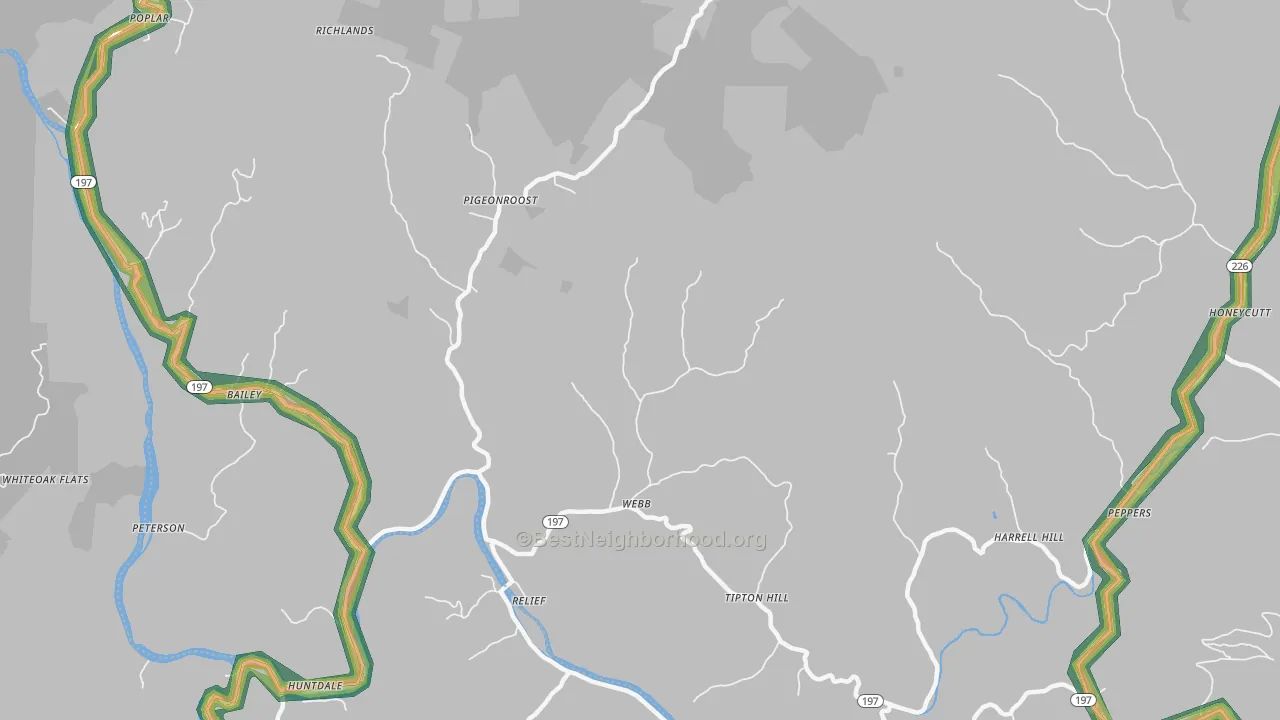 Relief, NC Map of Noise Levels in Relief