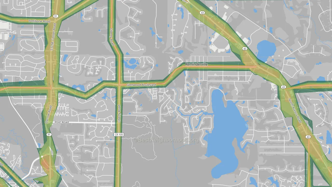 Reminderville, OH Map of Noise Levels in Reminderville