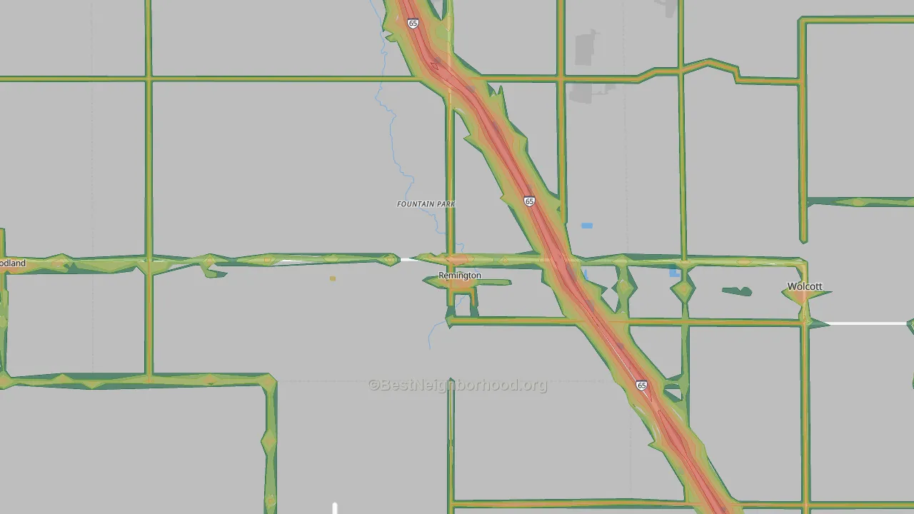 Remington, IN Map of Noise Levels in Remington