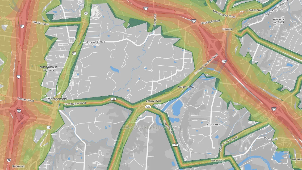 Remington, OH Map of Noise Levels in Remington