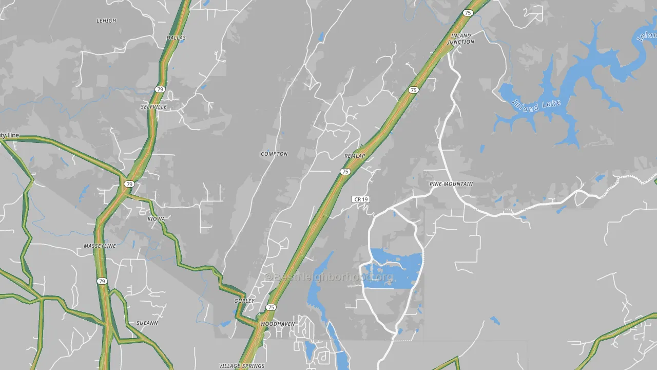 Remlap, AL Map of Noise Levels in Remlap