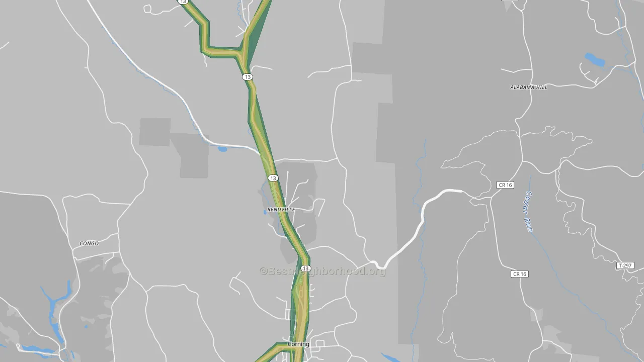 Rendville, OH Map of Noise Levels in Rendville