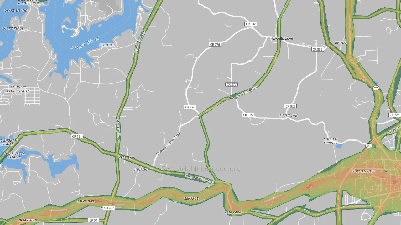Renfroe, AL Map of Noise Levels in Renfroe