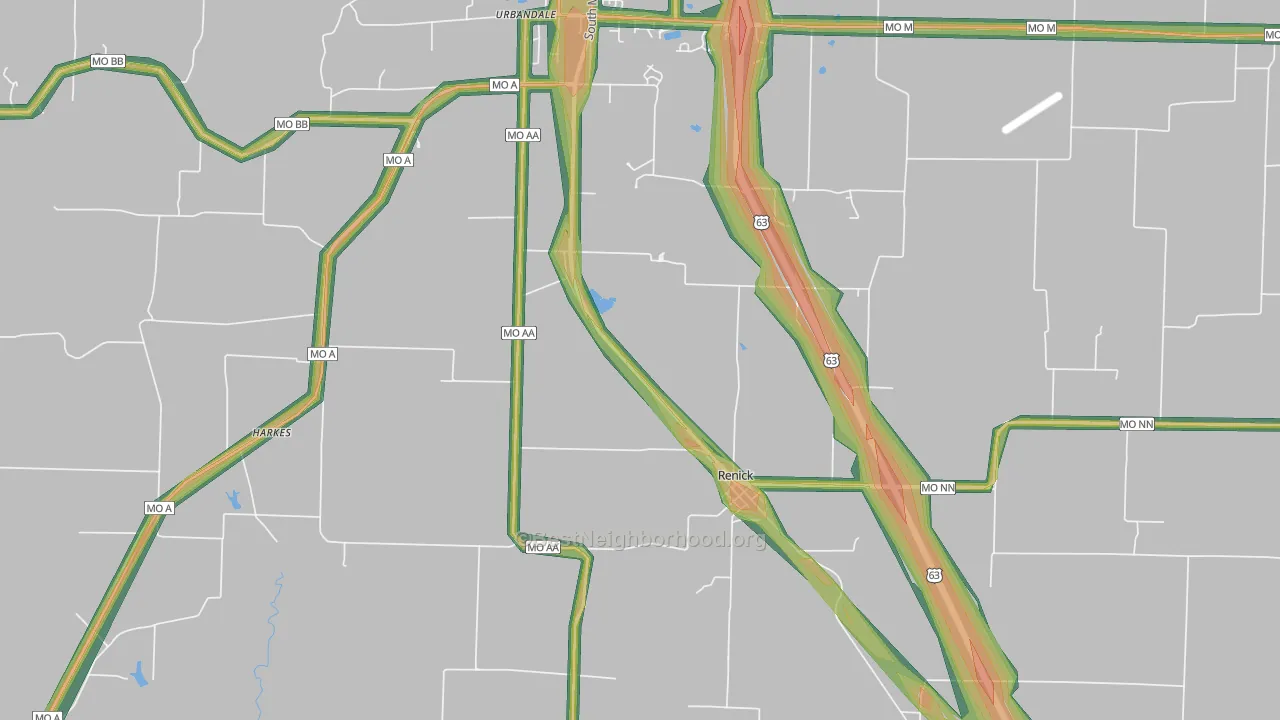 Renick, MO Map of Noise Levels in Renick