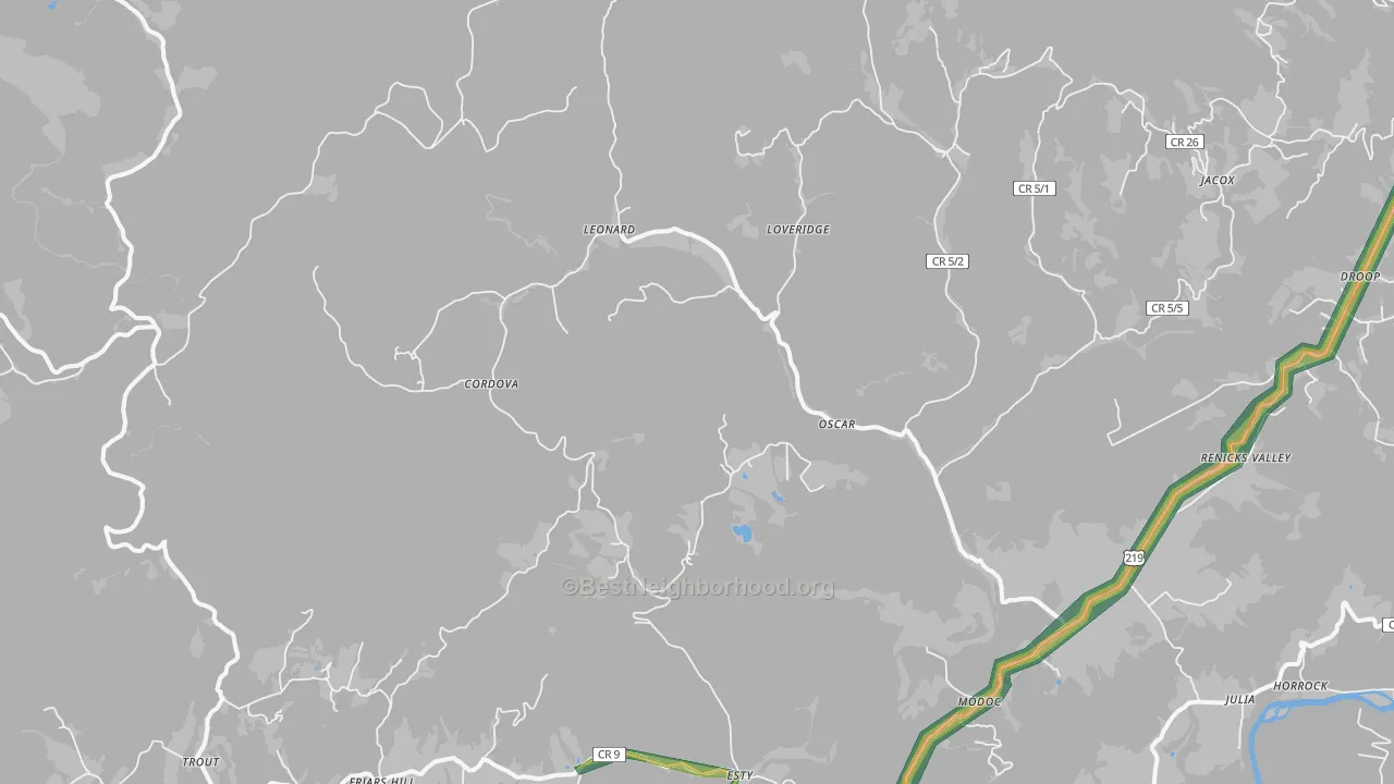 Renick, WV Map of Noise Levels in Renick