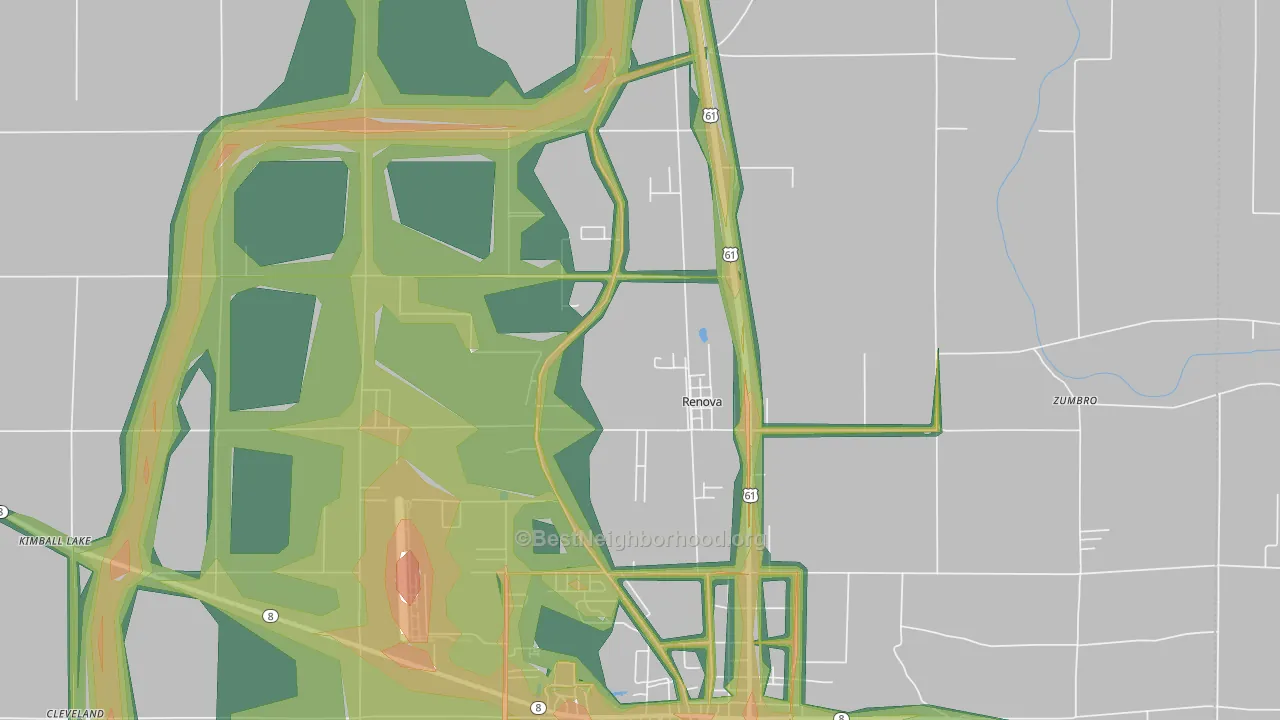 Renova, MS Map of Noise Levels in Renova
