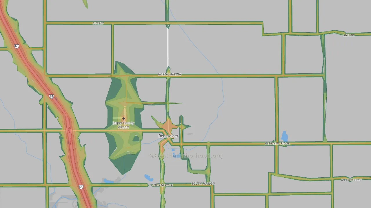 Rensselaer, IN Map of Noise Levels in Rensselaer