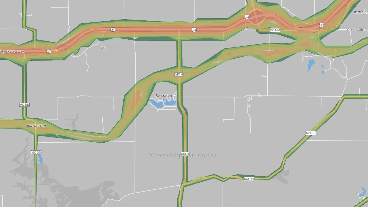 Rensselaer, MO Map of Noise Levels in Rensselaer
