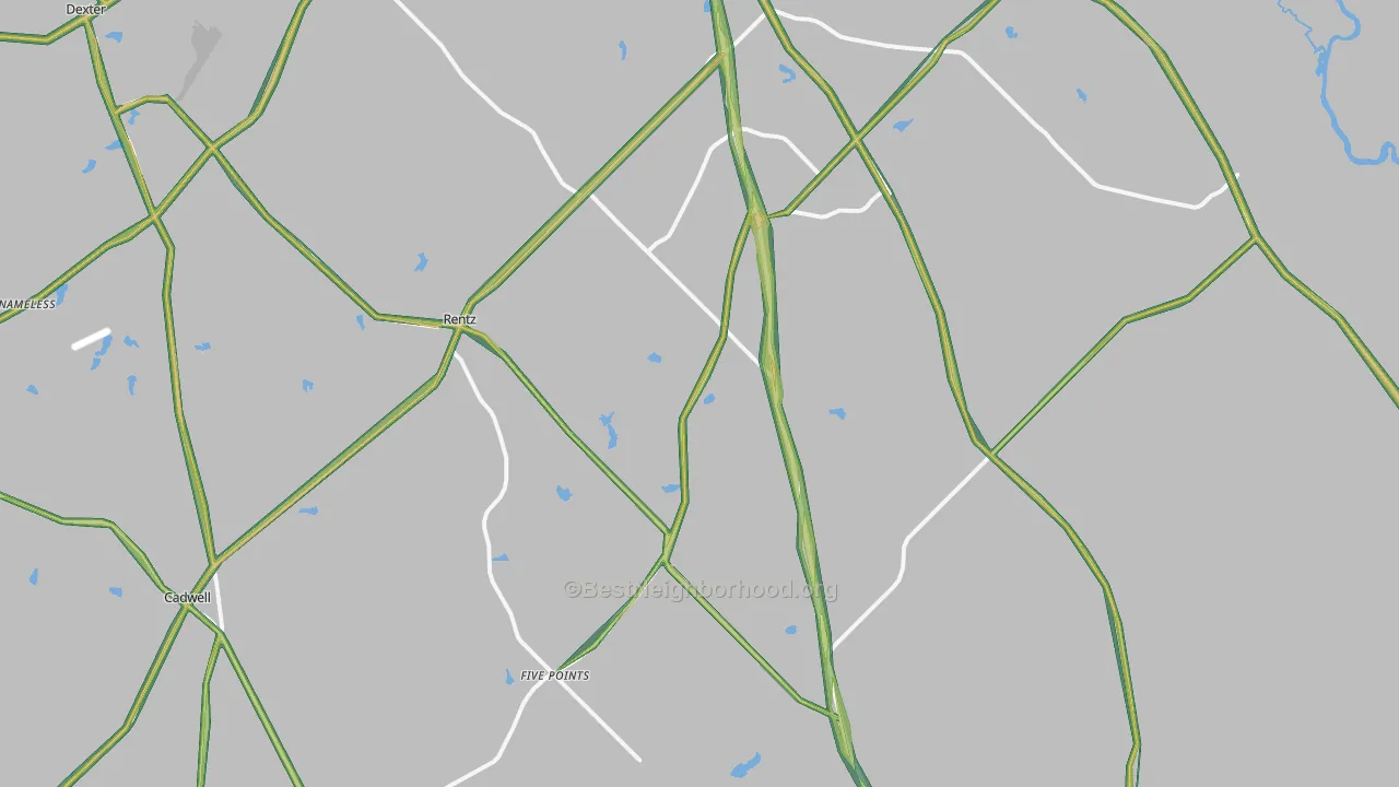 Rentz, GA Map of Noise Levels in Rentz