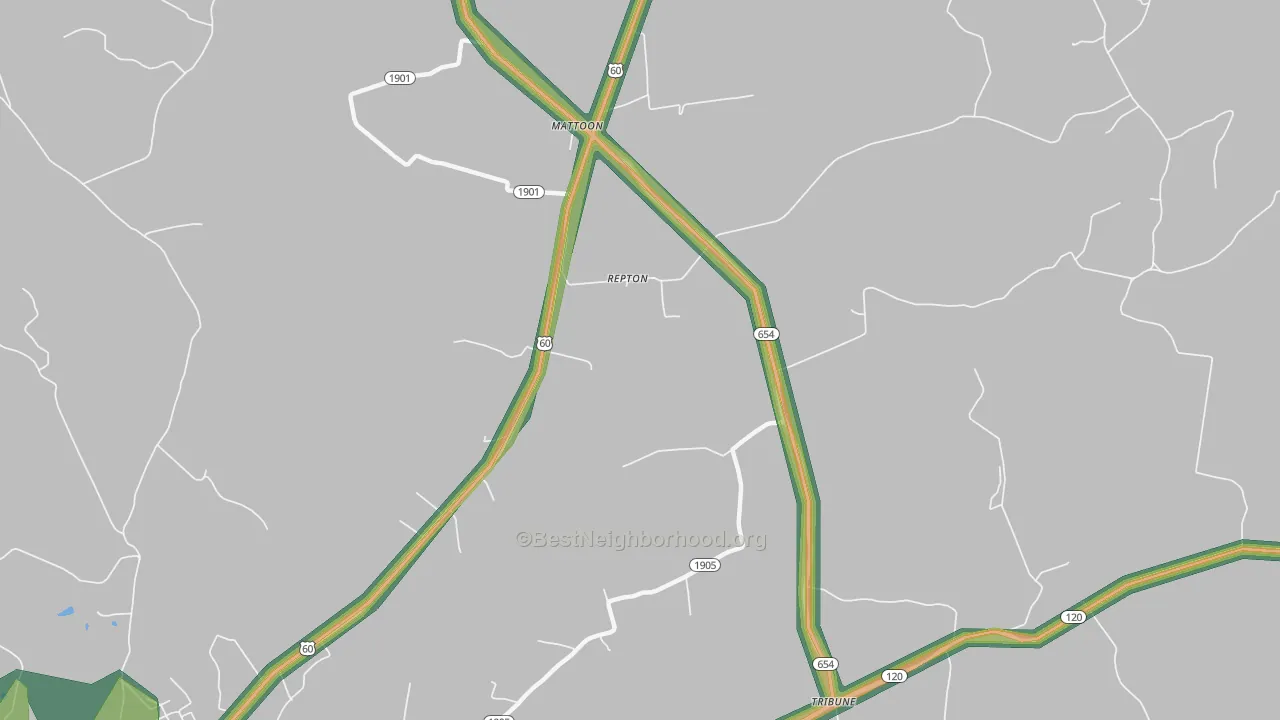 Repton, KY Map of Noise Levels in Repton