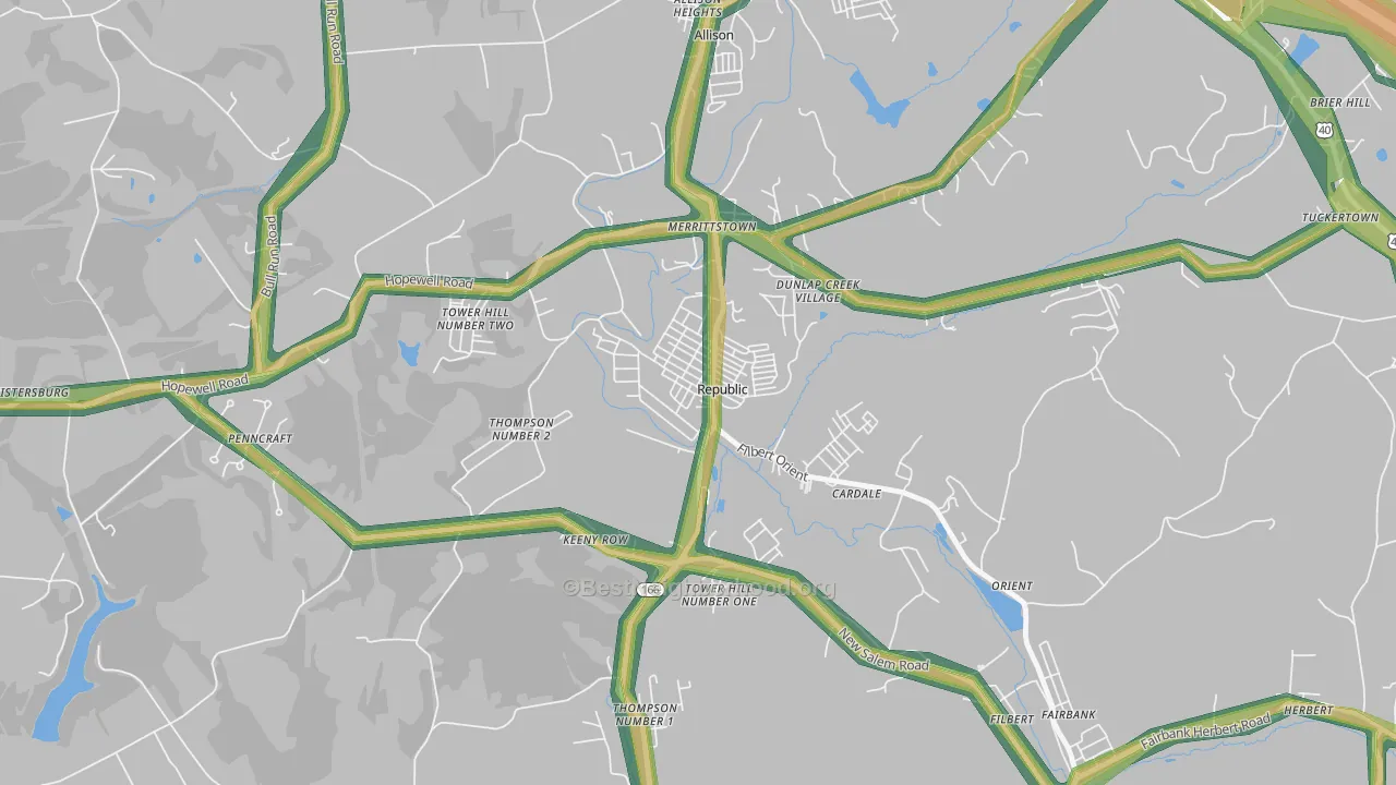 Republic, PA Map of Noise Levels in Republic