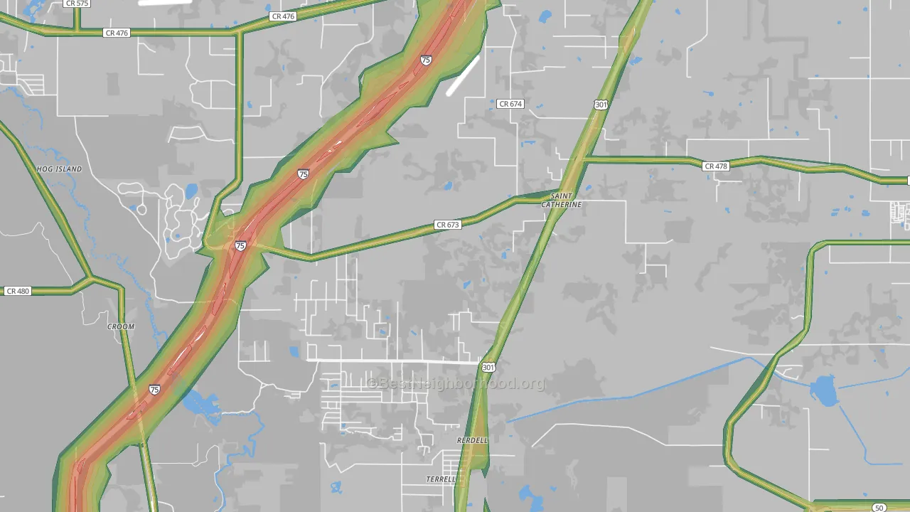 Rerdell, FL Map of Noise Levels in Rerdell
