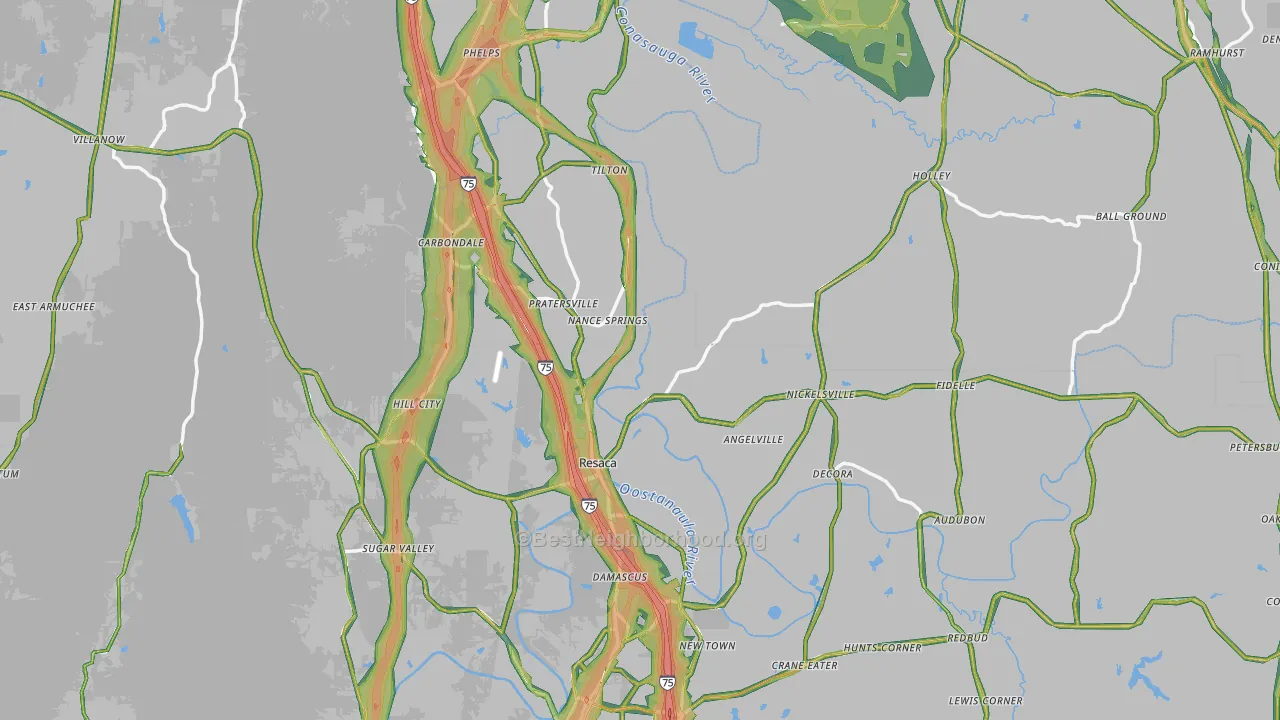 Resaca, GA Map of Noise Levels in Resaca