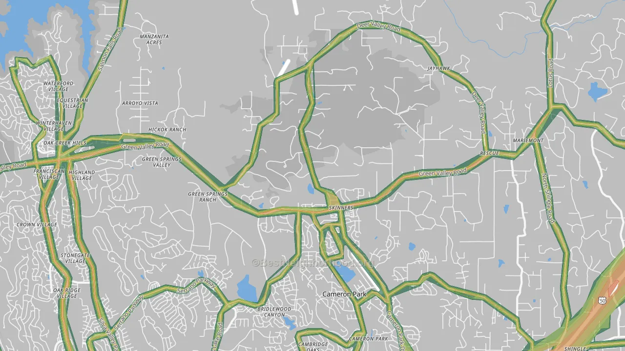 Rescue, CA Map of Noise Levels in Rescue