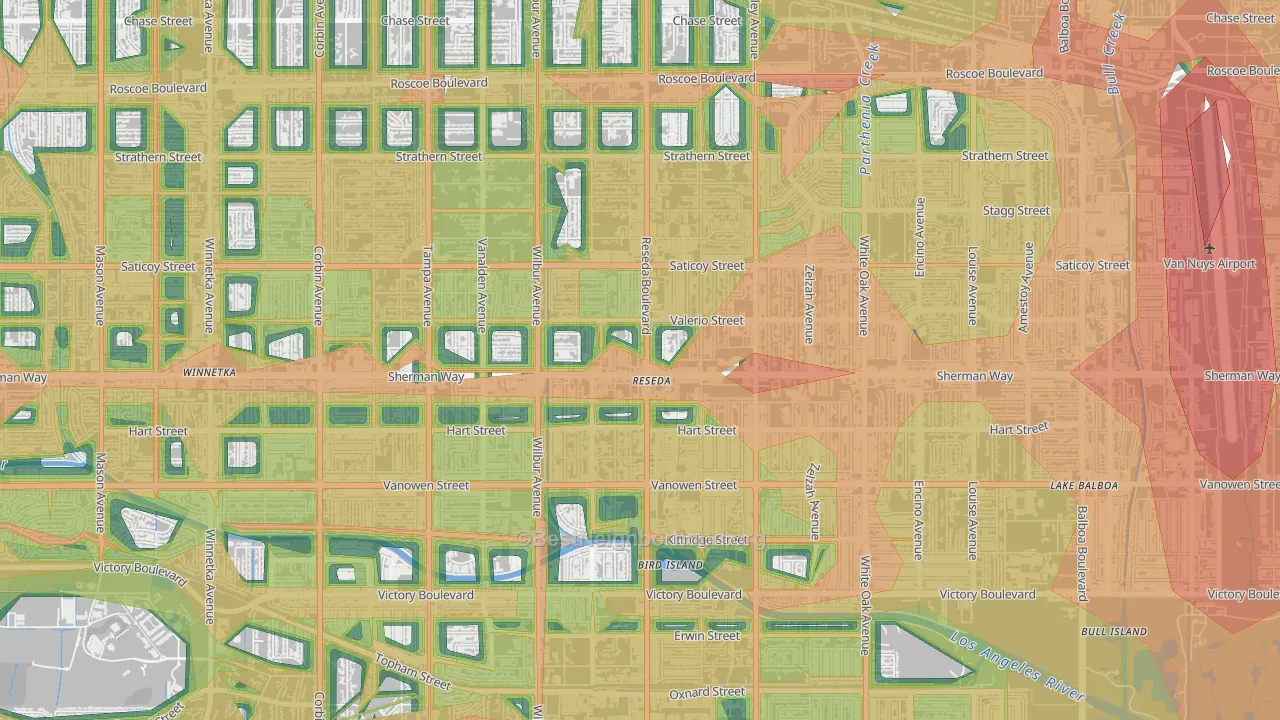 Reseda, CA Map of Noise Levels in Reseda