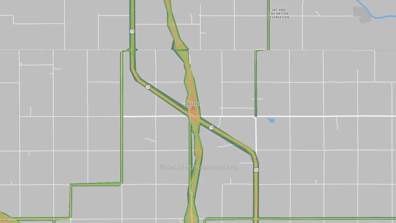 Reserve, KS Map of Noise Levels in Reserve