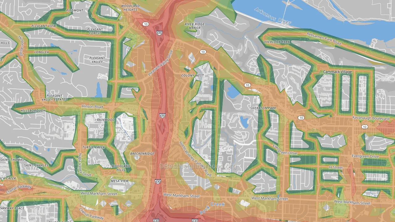 Reservoir, Little Rock, AR Map of Noise Levels in Reservoir