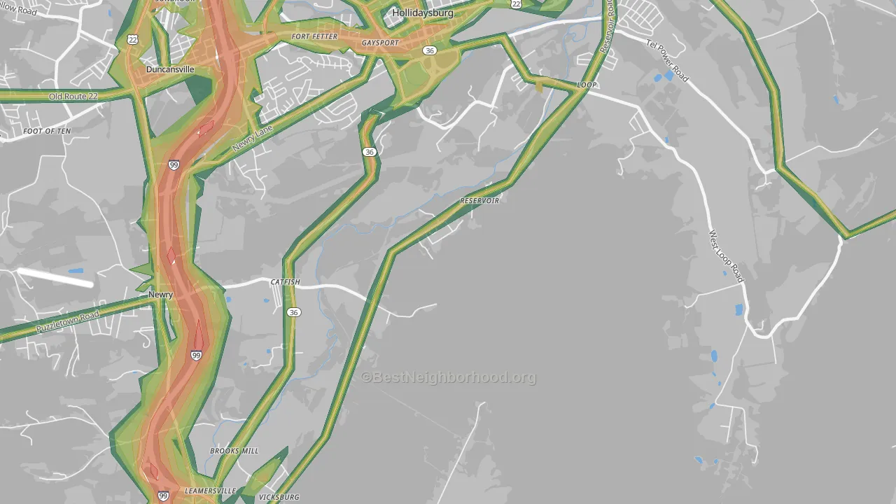 Reservoir, PA Map of Noise Levels in Reservoir