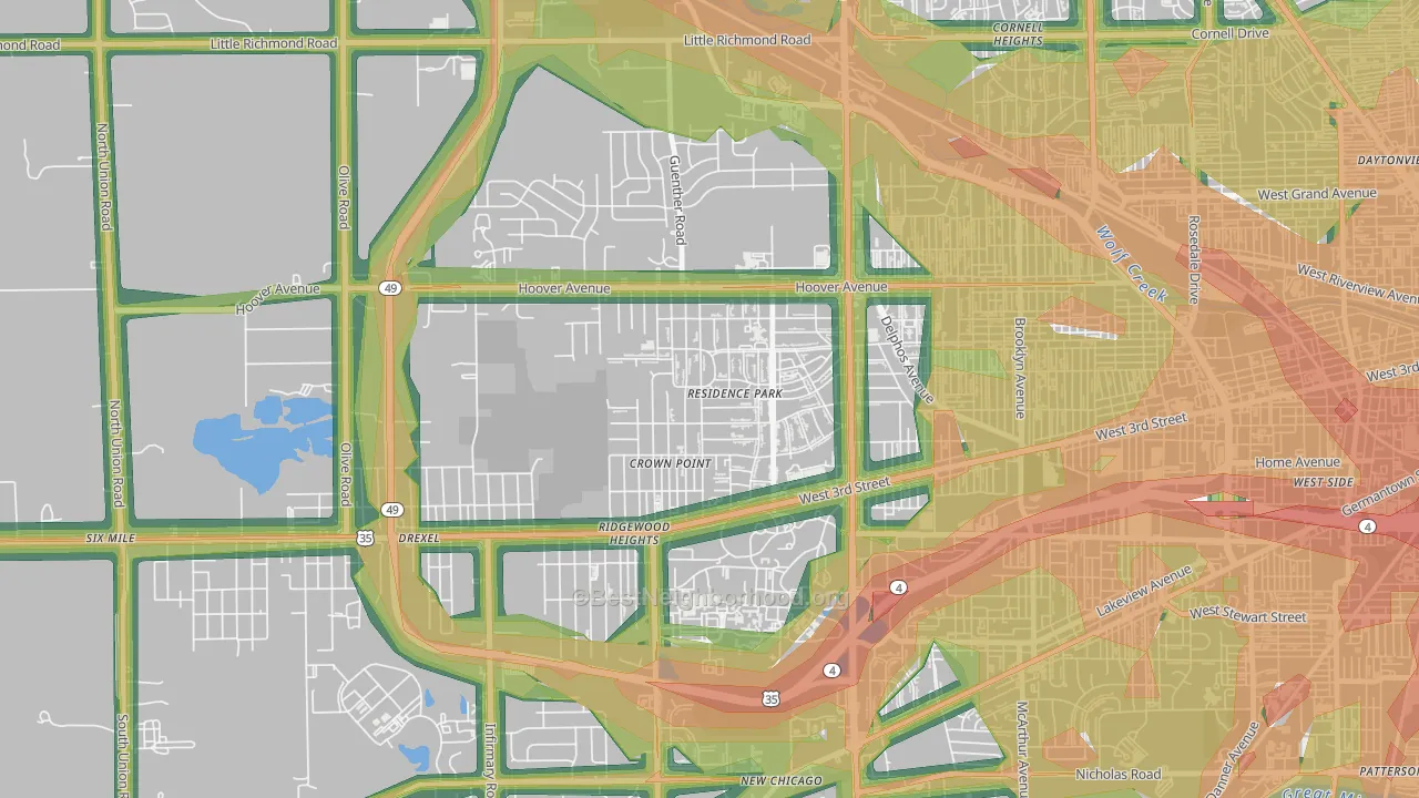 Residence Park, Dayton, OH Map of Noise Levels in Residence Park