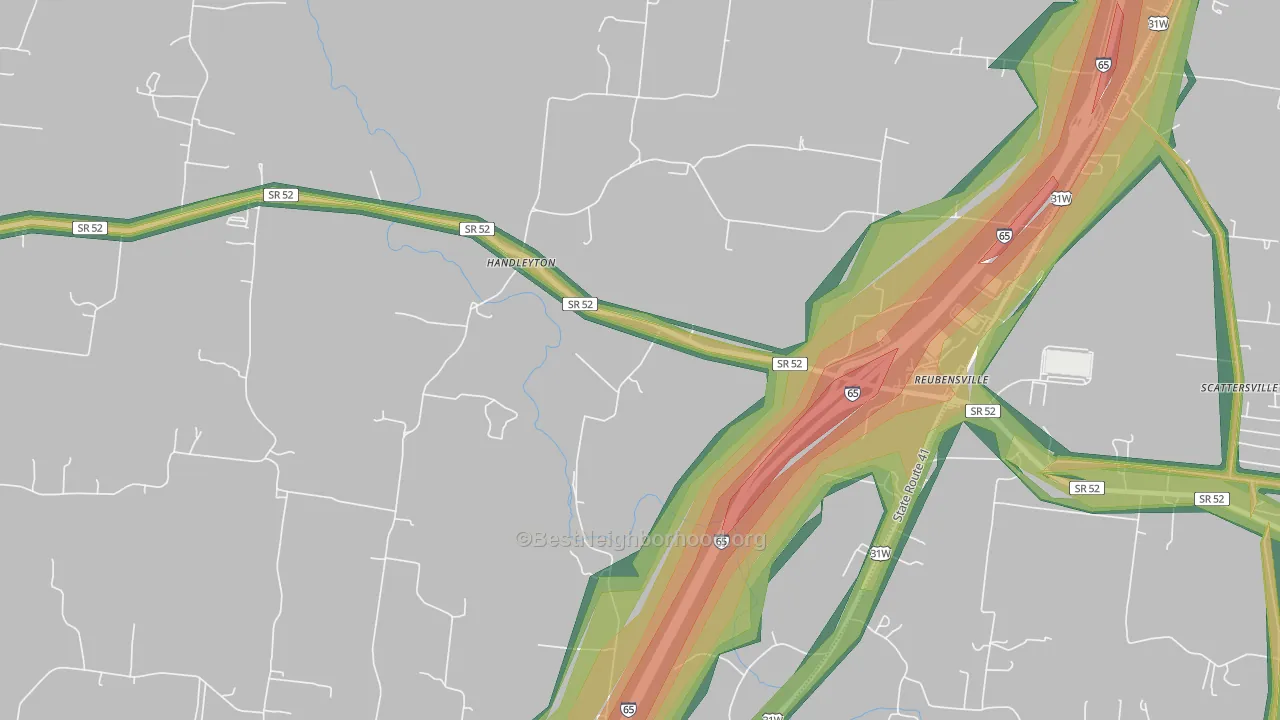 Reubensville, TN Map of Noise Levels in Reubensville