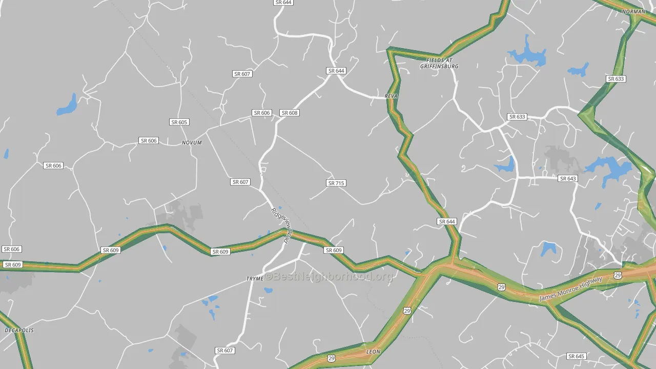 Reva, VA Map of Noise Levels in Reva