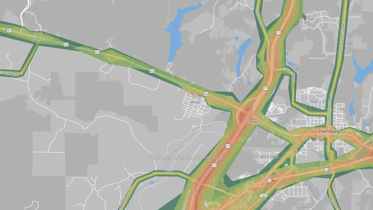 Revloc, PA Map of Noise Levels in Revloc