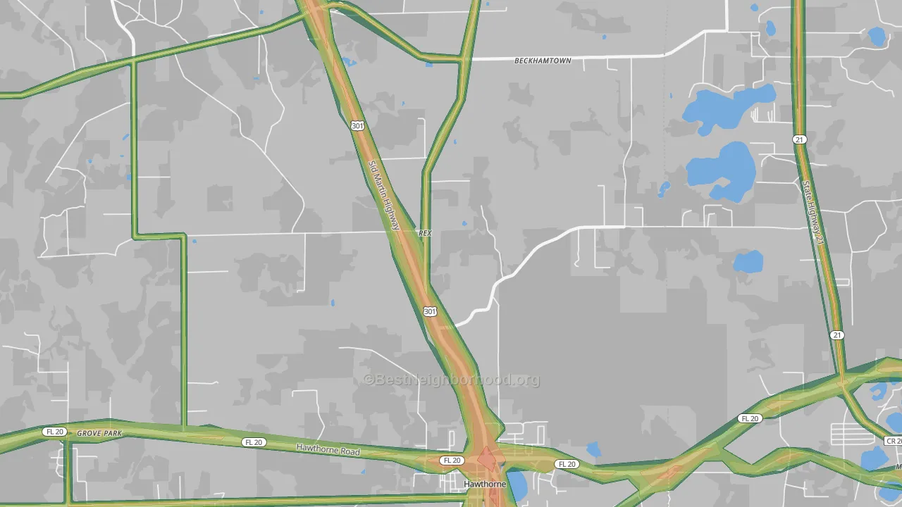 Rex, FL Map of Noise Levels in Rex