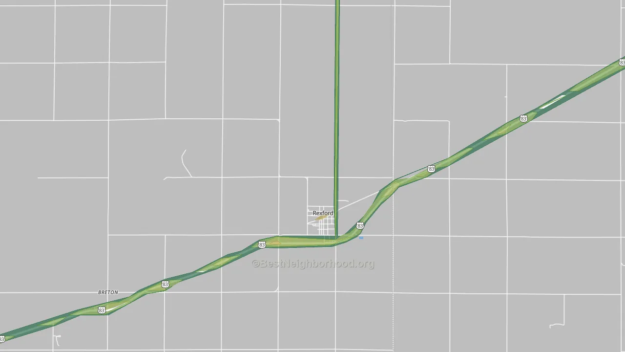 Rexford, KS Map of Noise Levels in Rexford