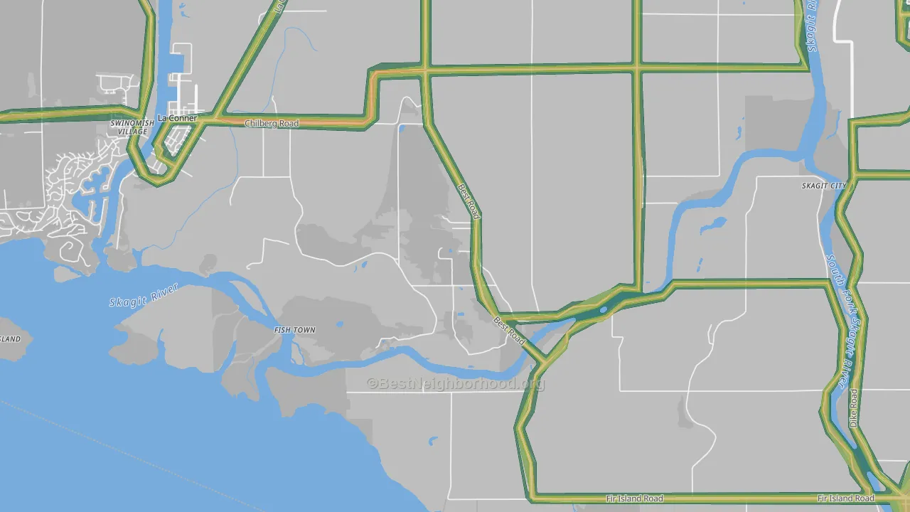Rexville, WA Map of Noise Levels in Rexville