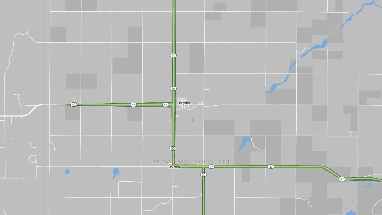 Reydon, OK Map of Noise Levels in Reydon