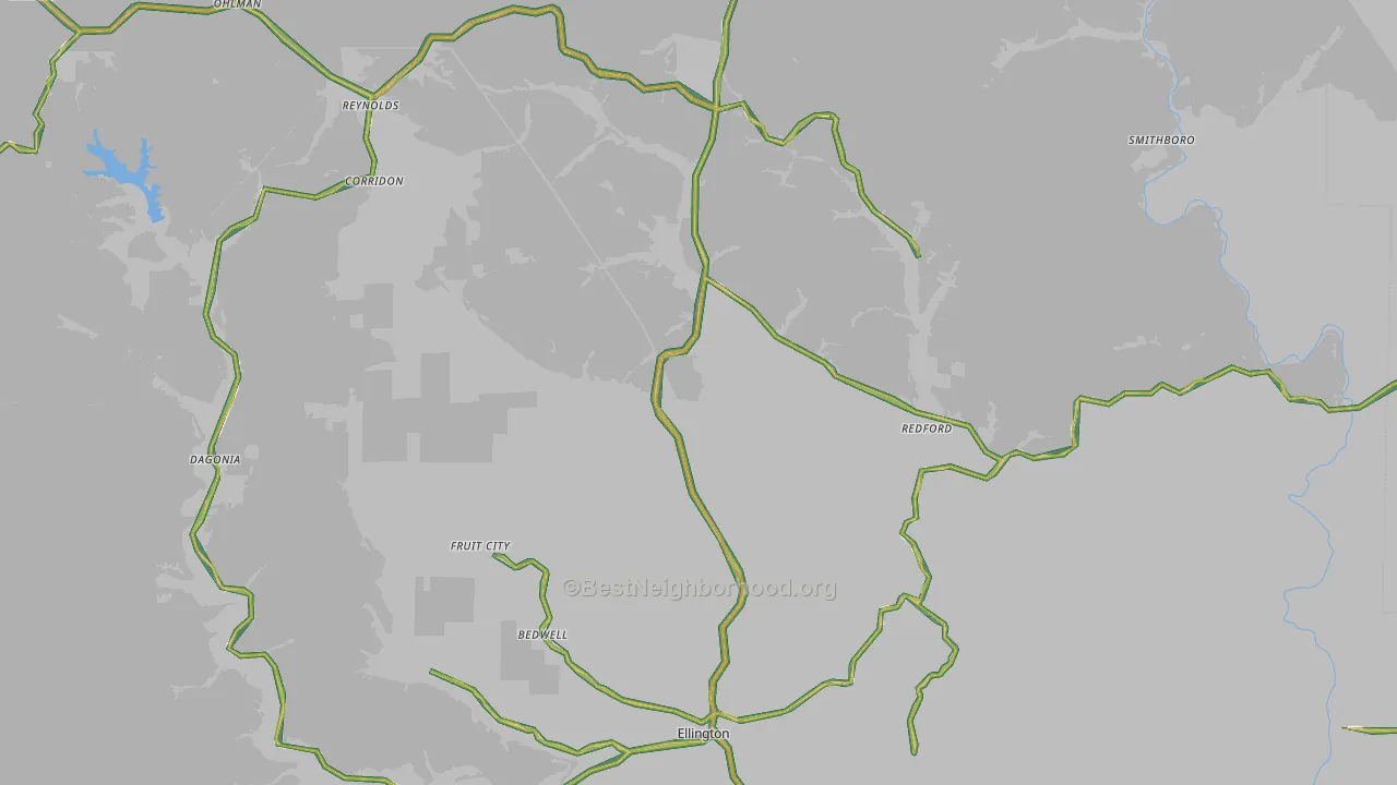 Reynolds County, MO Map of Noise Levels in Reynolds County