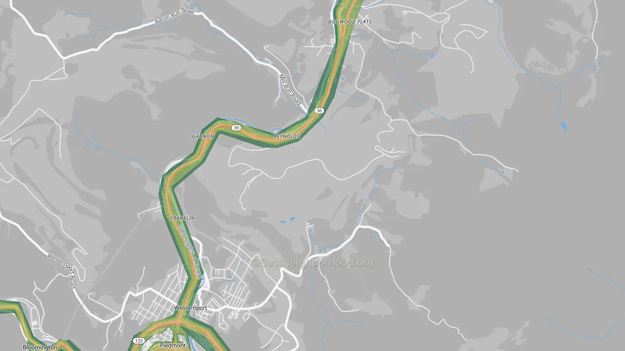 Reynolds, MD Map of Noise Levels in Reynolds