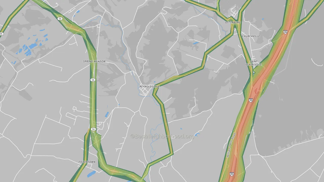Reynoldsdale, PA Map of Noise Levels in Reynoldsdale