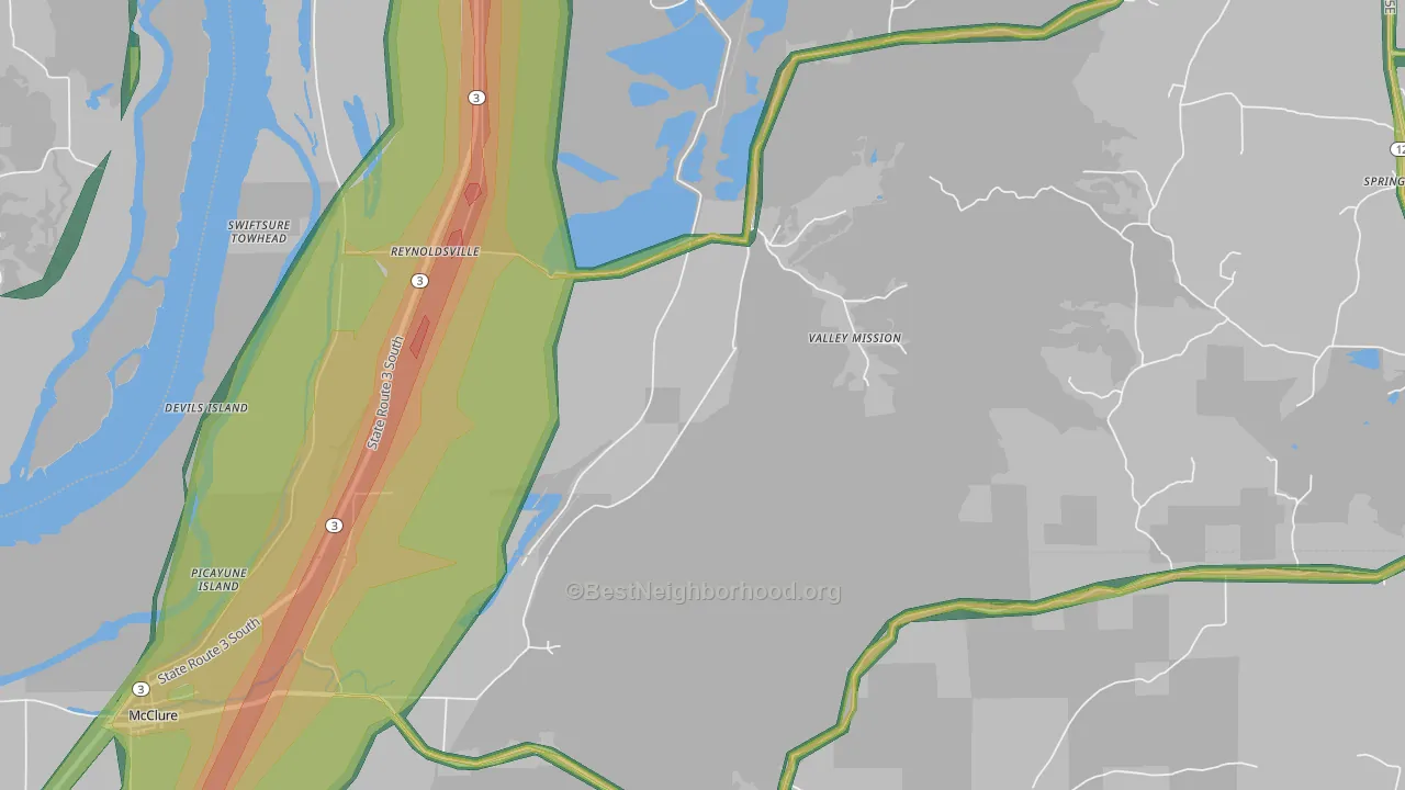Reynoldsville, IL Map of Noise Levels in Reynoldsville
