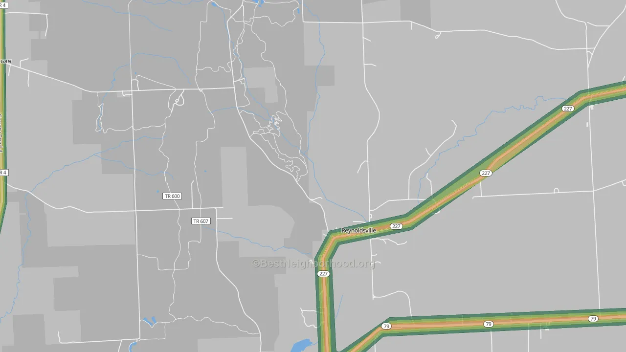 Reynoldsville, NY Map of Noise Levels in Reynoldsville