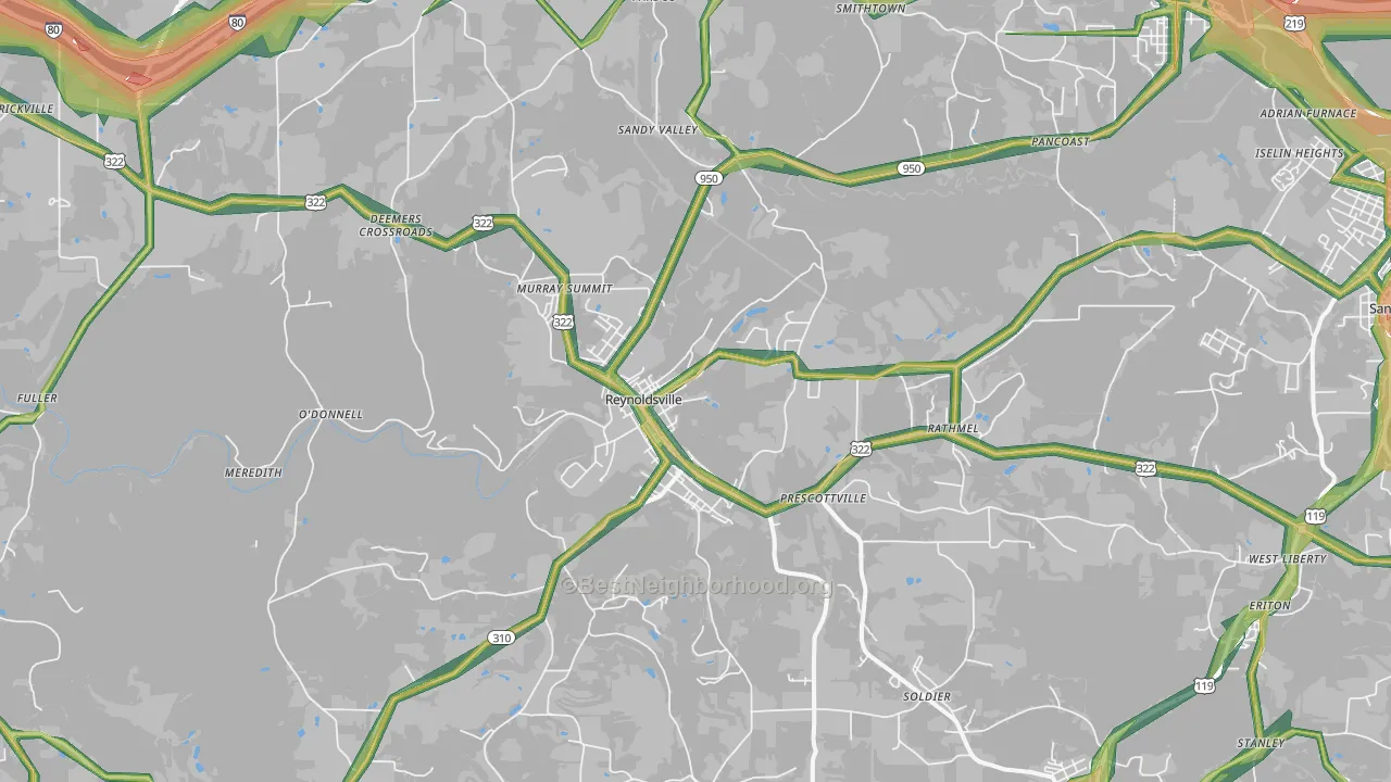 Reynoldsville, PA Map of Noise Levels in Reynoldsville