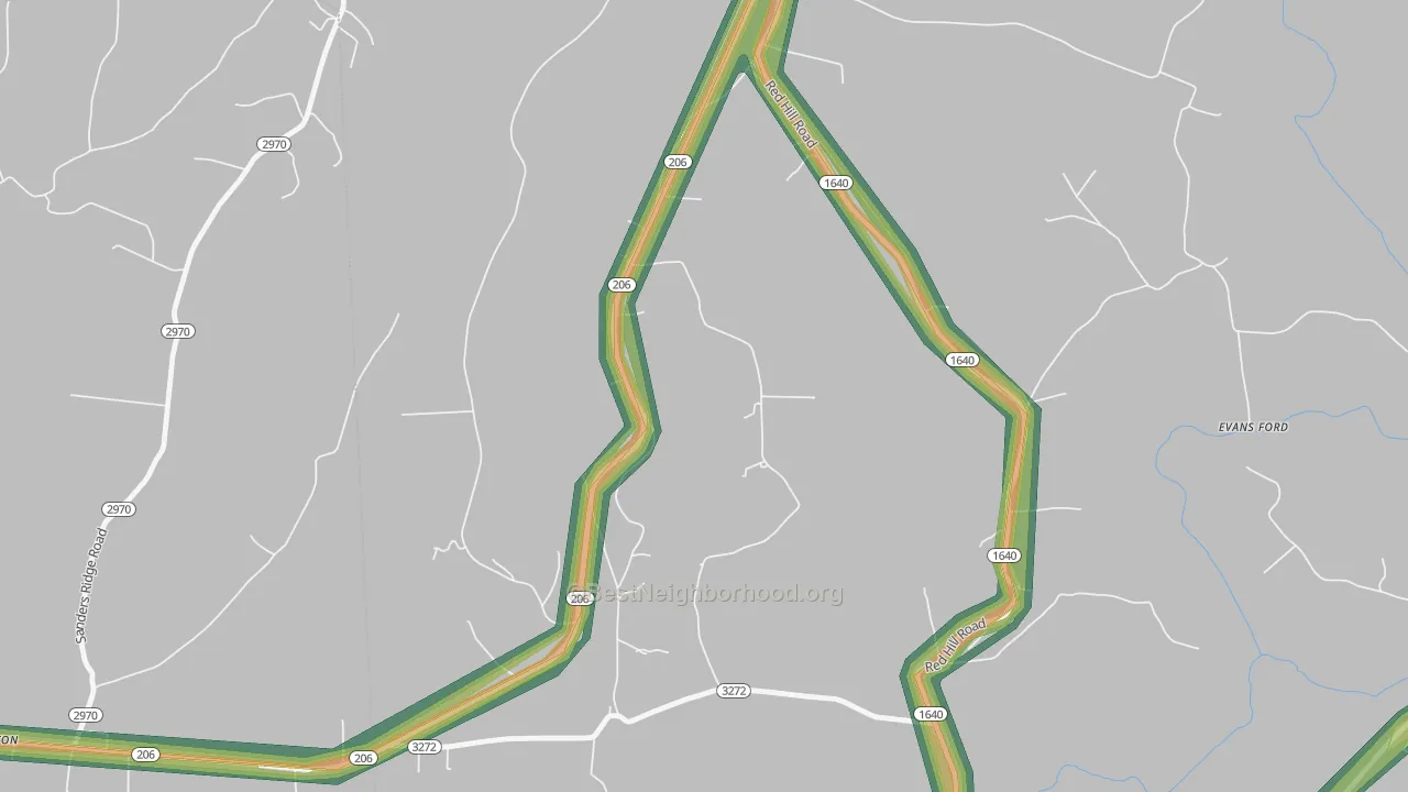 Rheber, KY Map of Noise Levels in Rheber