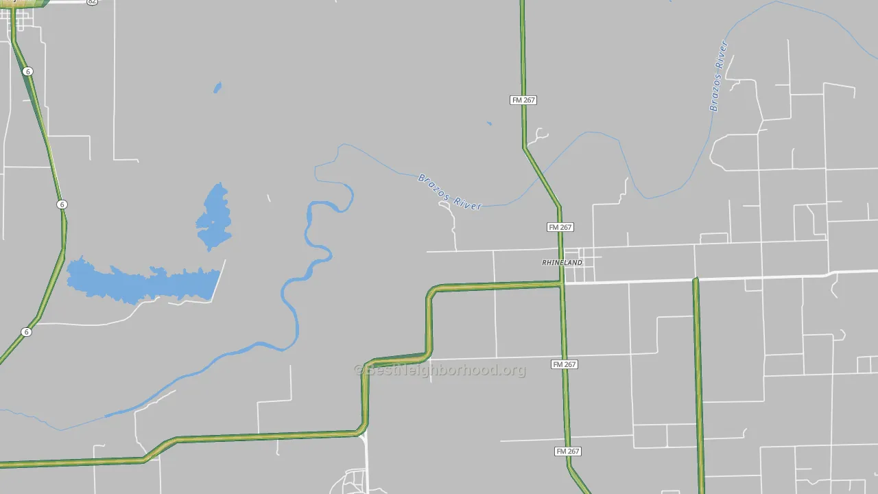 Rhineland, TX Map of Noise Levels in Rhineland