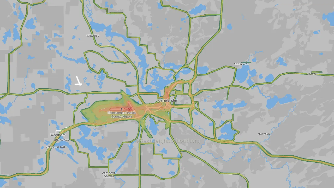 Rhinelander, WI Map of Noise Levels in Rhinelander