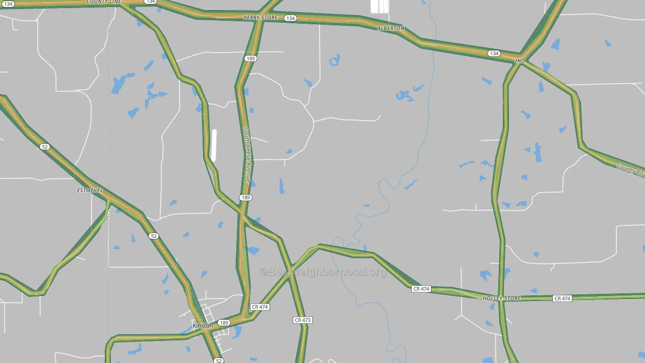 Rhoades, AL Map of Noise Levels in Rhoades