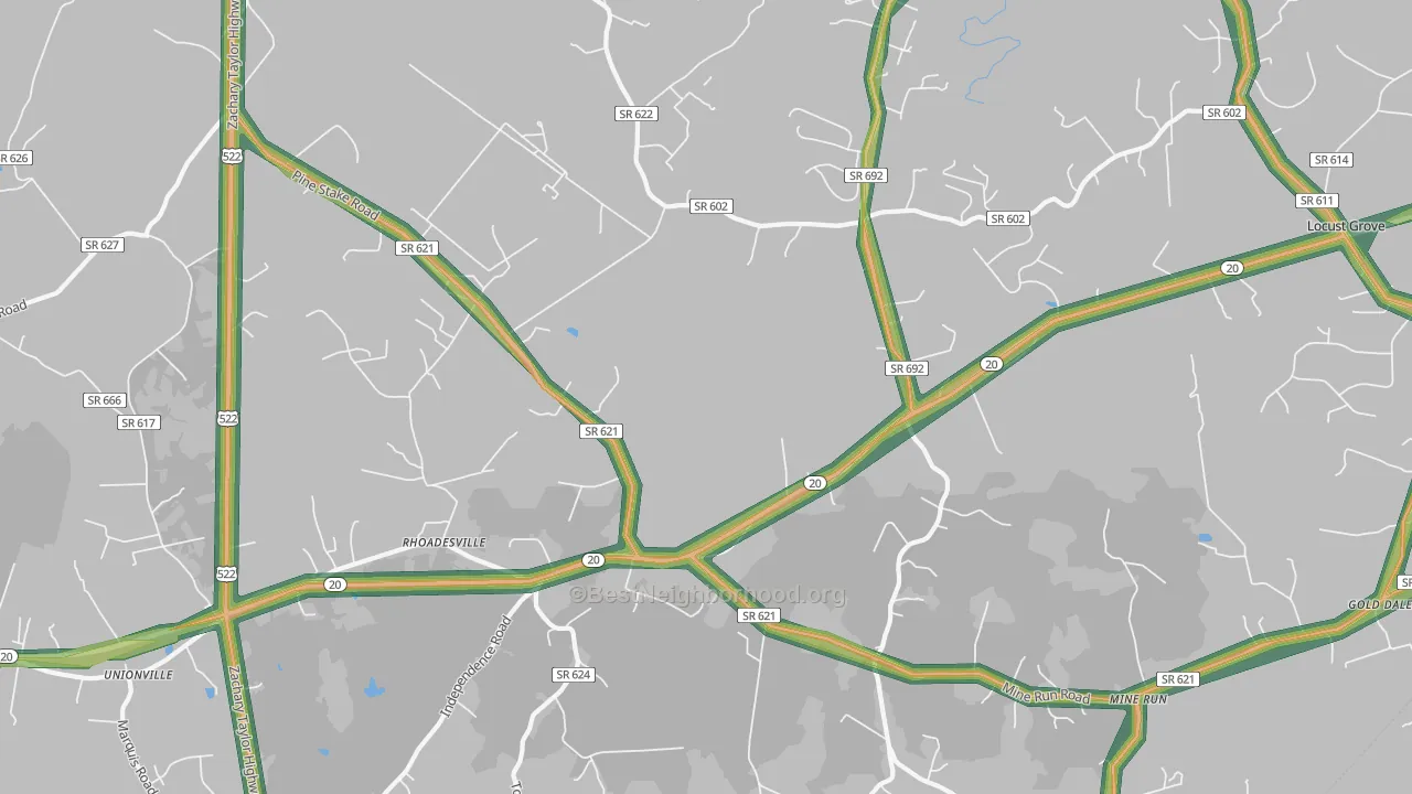 Rhoadesville, VA Map of Noise Levels in Rhoadesville