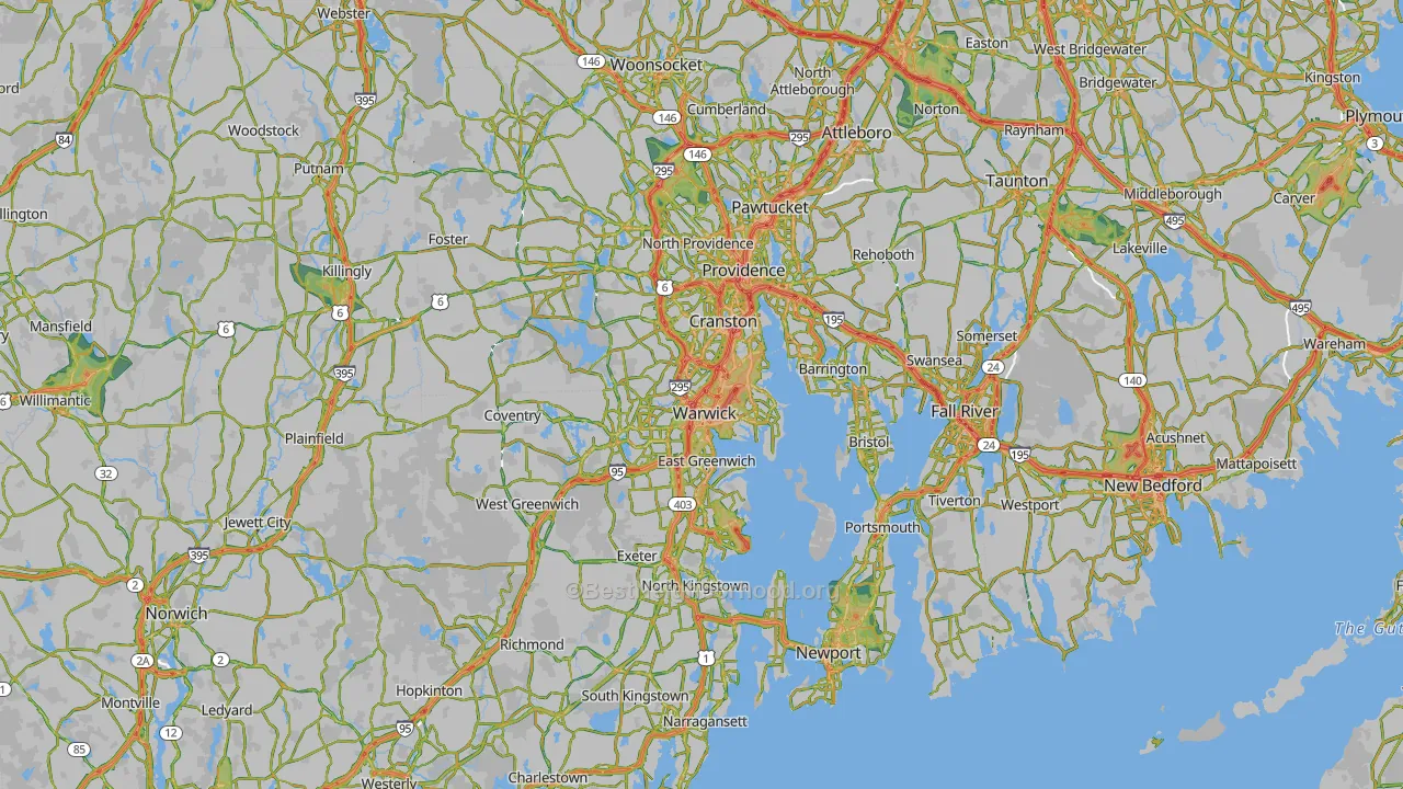 Rhode Island Map of Noise Levels in Rhode Island